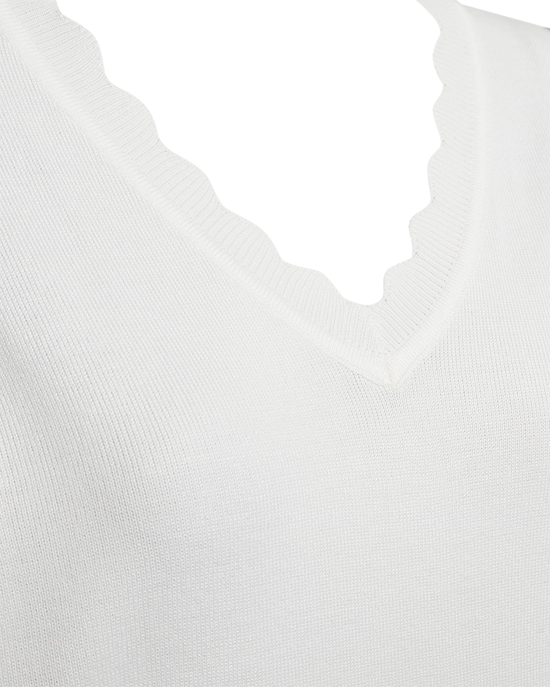 Katie Scallop Pullover Dam Star Off White Freequent