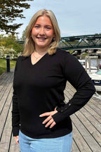 Katie V-ringad Pullover Dam Black Freequent