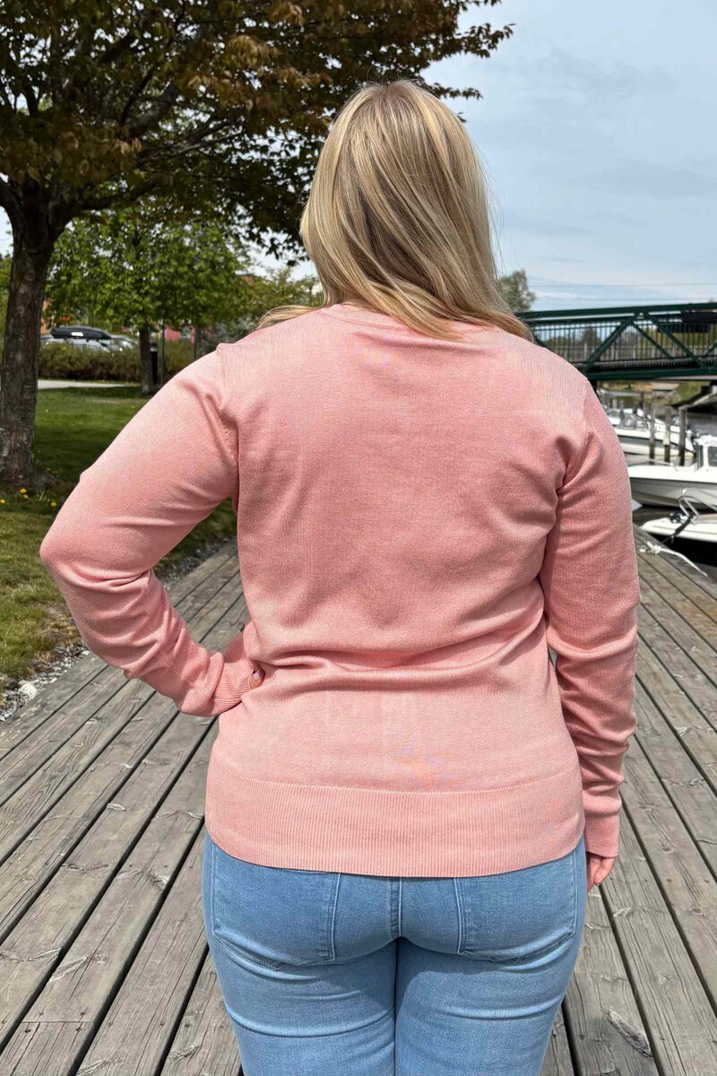 Katie V-ringad Pullover Dam Misty Rose Freequent