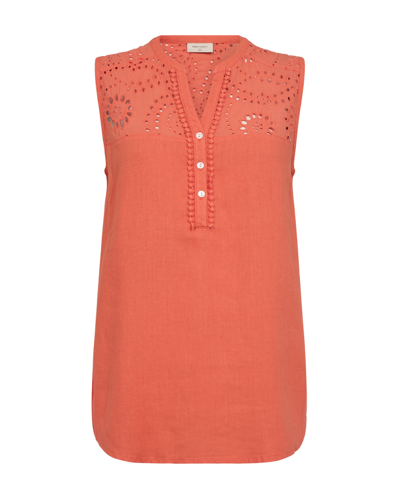 Louis Ärmlös Blus Dam Hot Coral Freequent