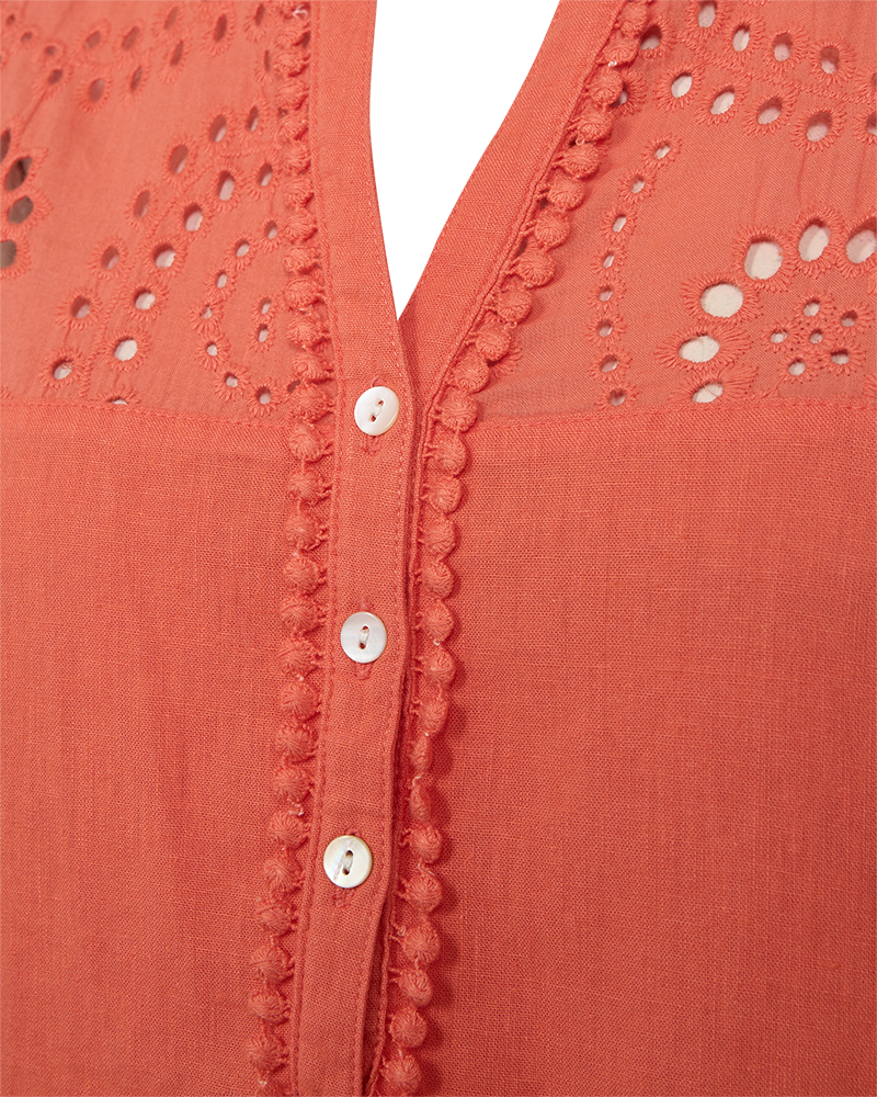 Louis Ärmlös Blus Dam Hot Coral Freequent