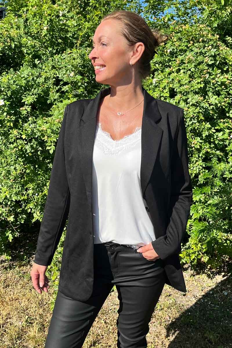 Nanni Lång Kavaj Två Knappar Dam Black Freequent