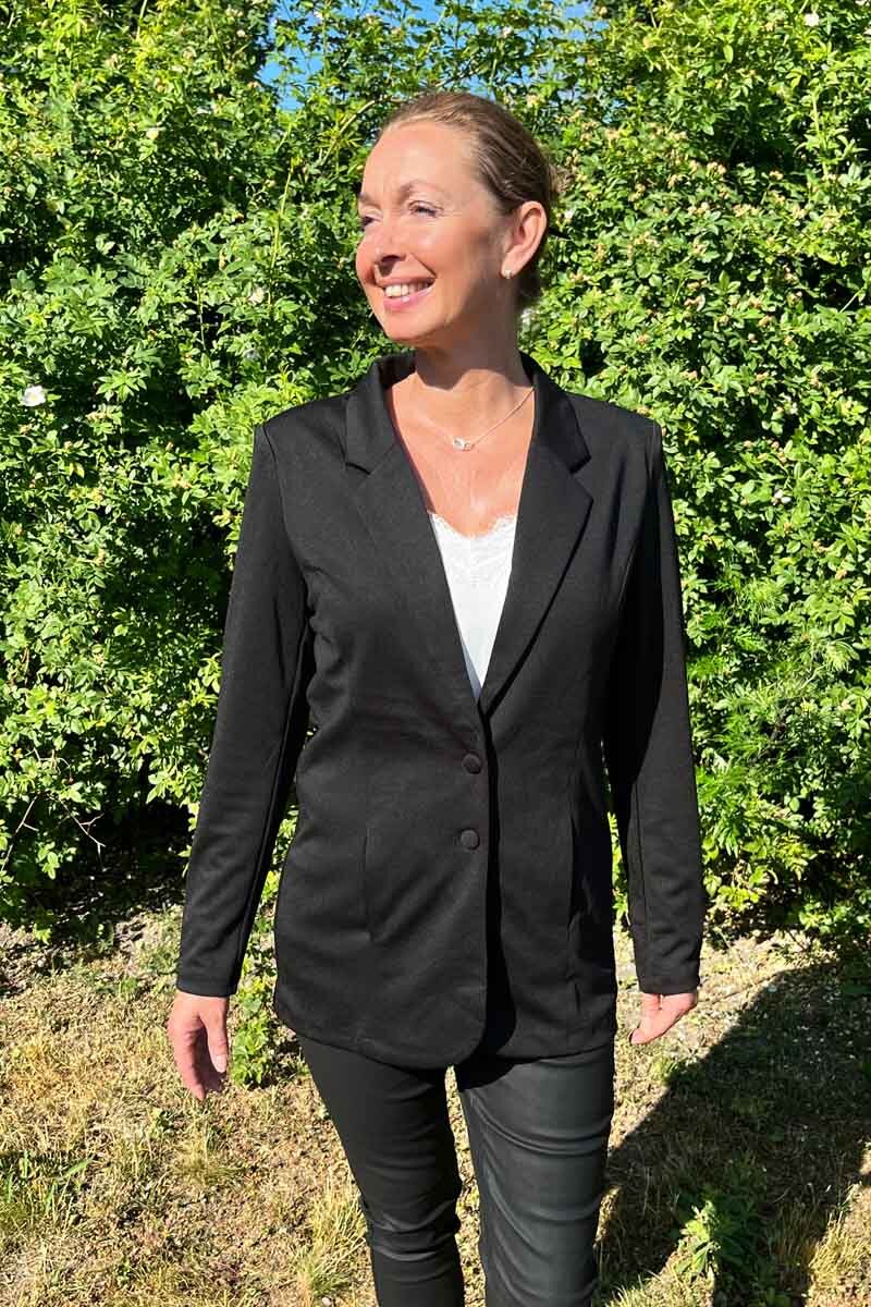 Nanni Lång Kavaj Två Knappar Dam Black Freequent