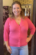 Plain Short Cardigan Dam Hot Pink Freequent