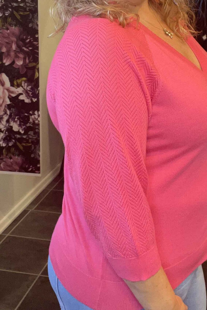 Plain Short Cardigan Dam Hot Pink Freequent