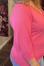 Plain Short Cardigan Dam Hot Pink Freequent