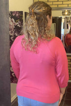Plain Short Cardigan Dam Hot Pink Freequent