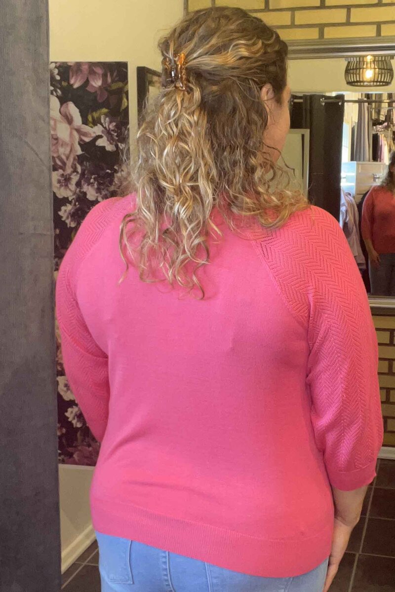 Plain Short Cardigan Dam Hot Pink Freequent