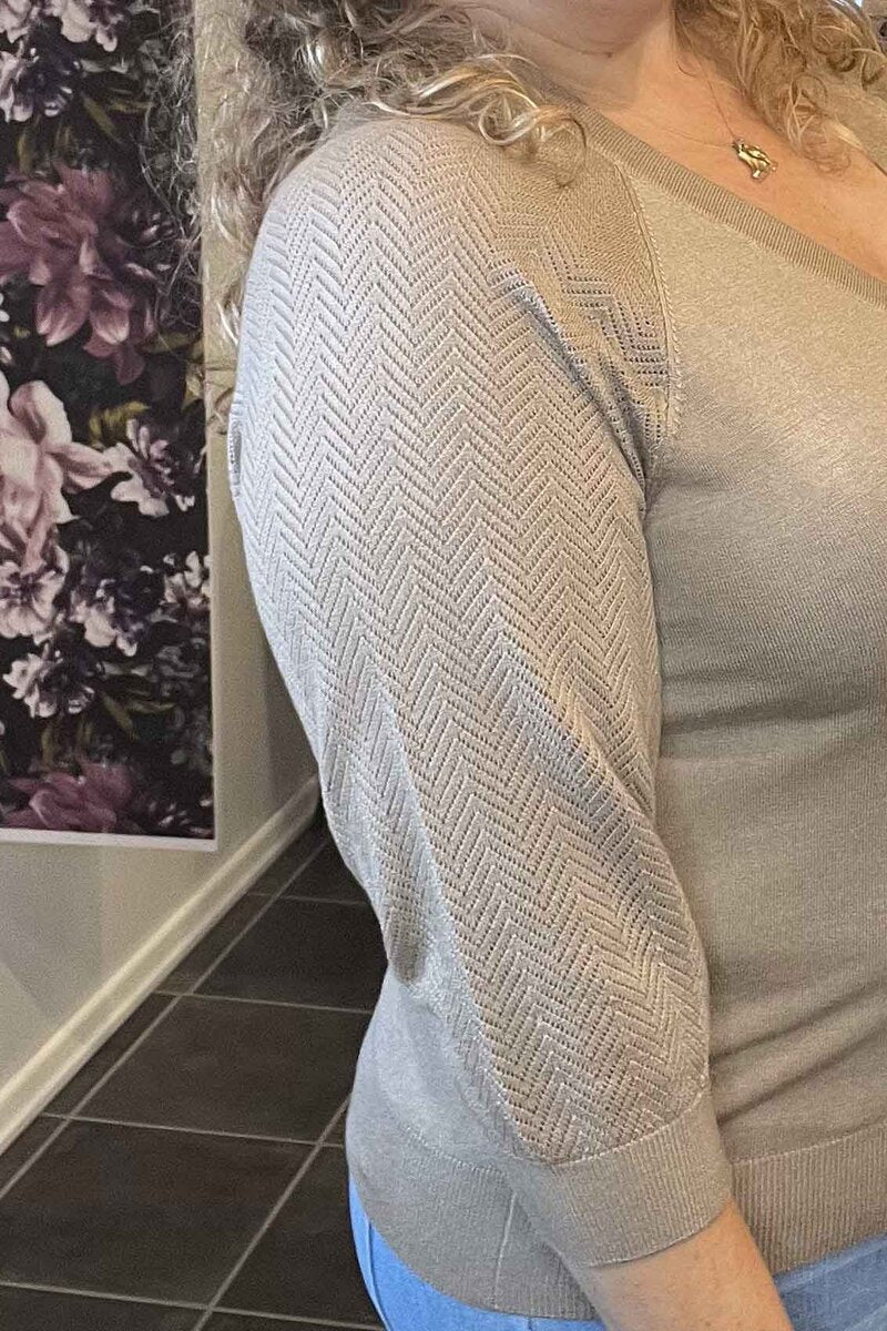 Plain Short Cardigan Dam Silver Mink Freequent
