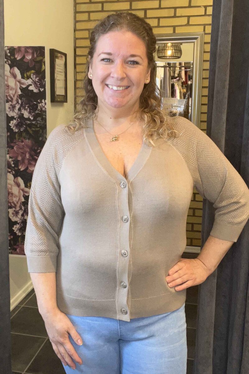 Plain Short Cardigan Dam Silver Mink Freequent