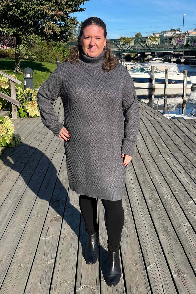 Saturn Stickad Klänning Dam Dark Grey Mel Freequent