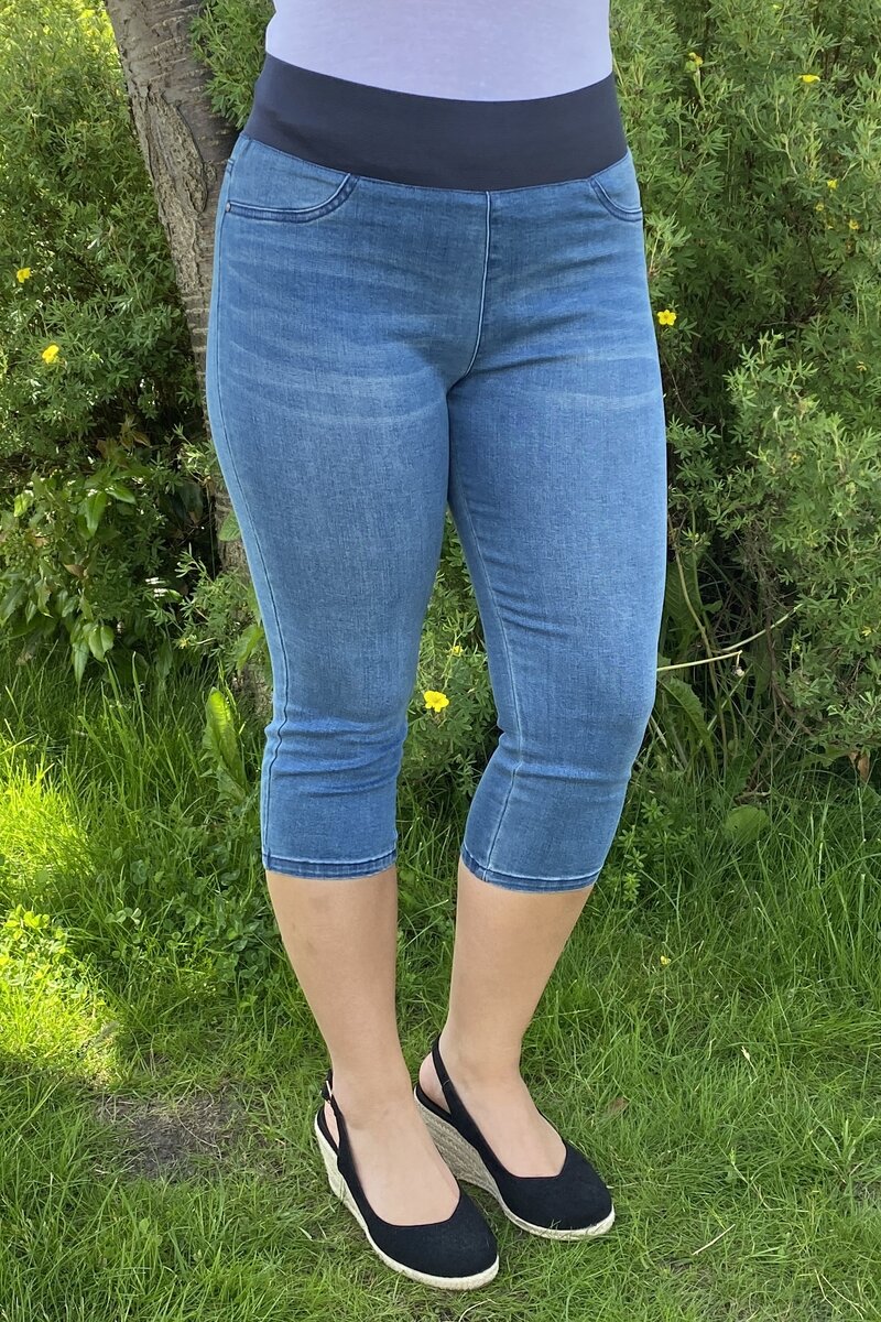 Shantal Capri Denim Dam Mellanblå - Freequent