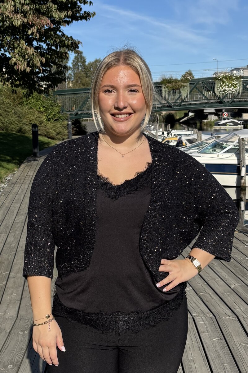 Siggy Cardigan Dam Black W Copper Sequins Freequent