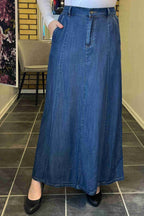 Wilke Kjol Dam Medium Blue Denim Freequent