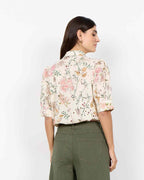 Geddi 1 Kortärmad Skjortblus Dam Cream Combi | Smilebutiken - Soyaconcept