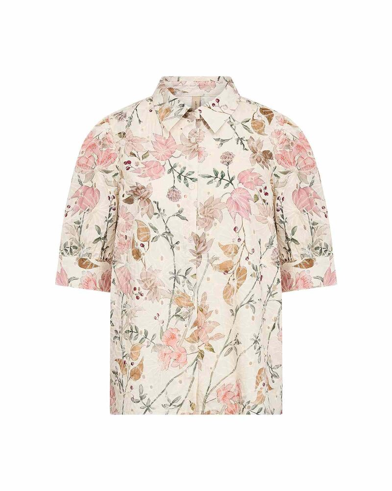 Geddi 1 Kortärmad Skjortblus Dam Cream Combi | Smilebutiken - Soyaconcept