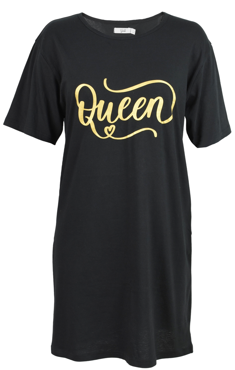Gill Big Tee Queen Nattlinne Dam Black Wänerstedt
