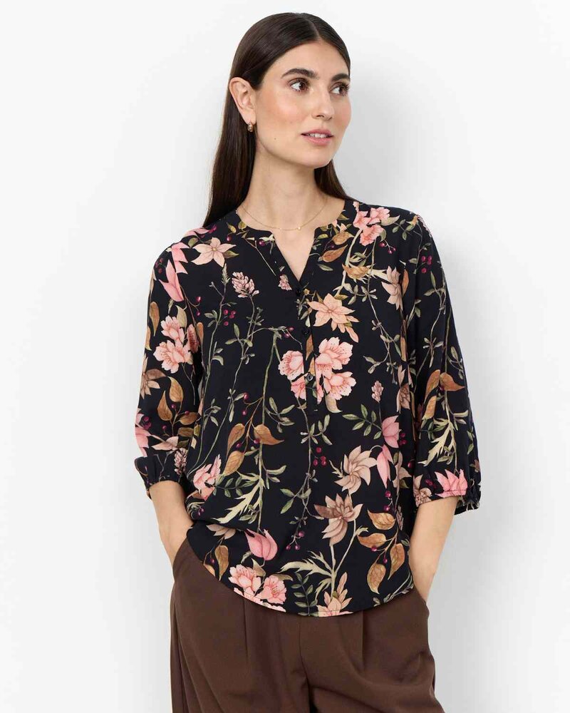 Grace 2 Blommig Blus Dam Black Combi | Smilebutiken - Soyaconcept