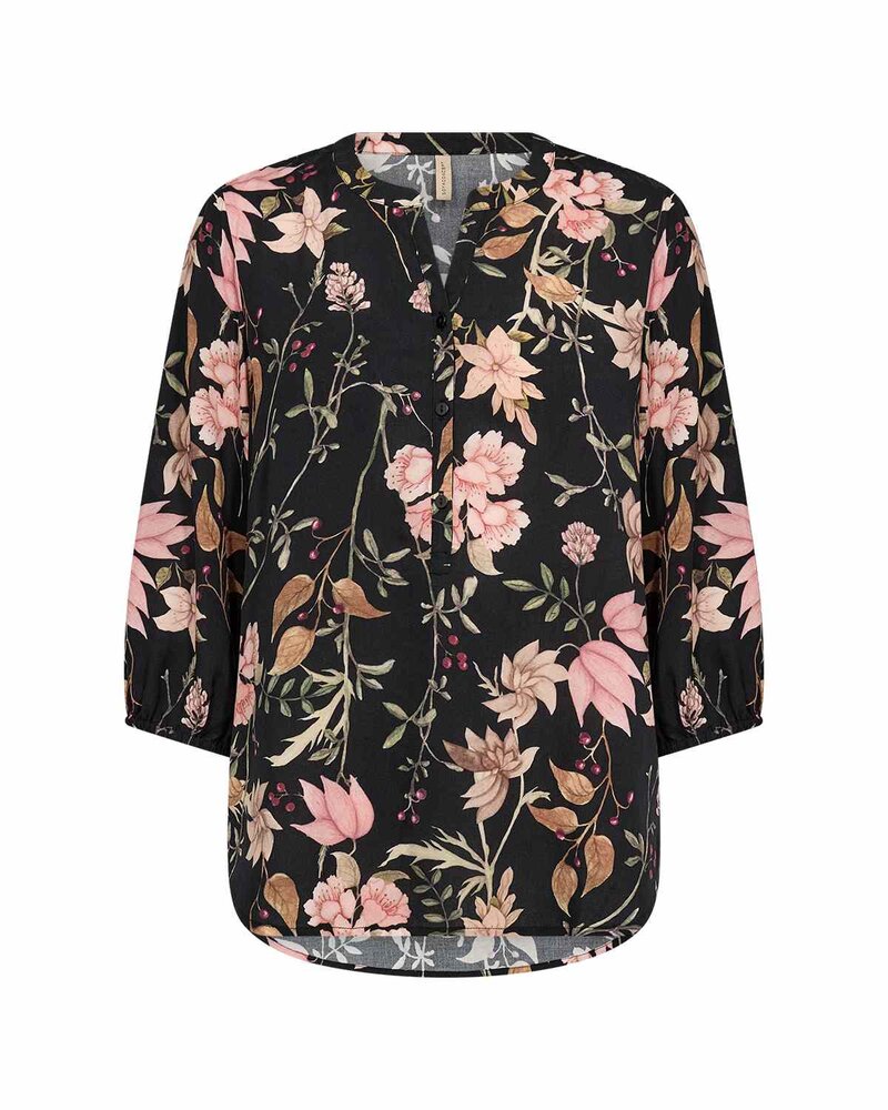 Grace 2 Blommig Blus Dam Black Combi | Smilebutiken - Soyaconcept