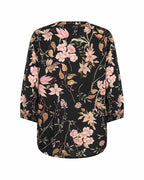 Grace 2 Blommig Blus Dam Black Combi | Smilebutiken - Soyaconcept