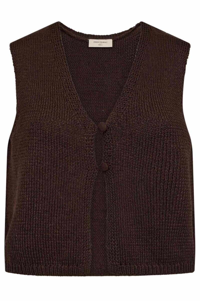 Grayscaliva Knitted Vest Women Coffee Bean | Smilebutiken - Freequent