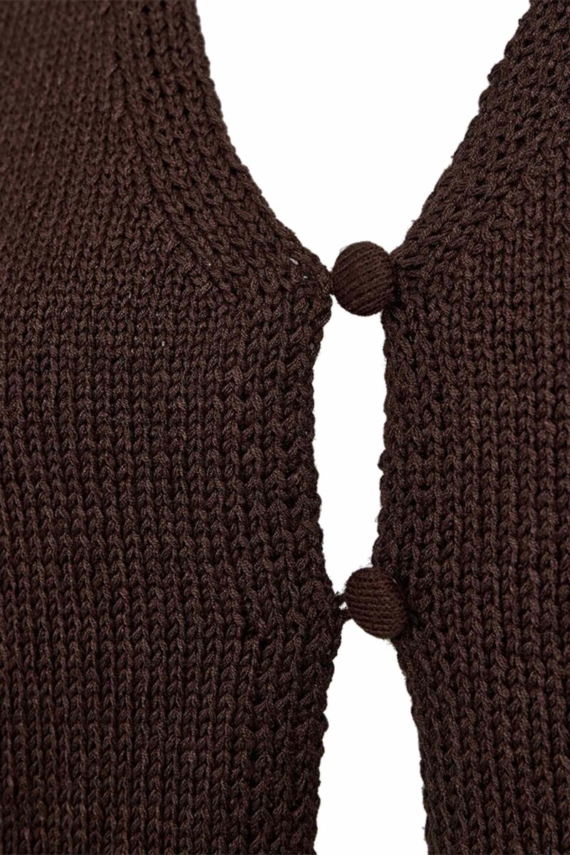 Grayscaliva Knitted Vest Women Coffee Bean | Smilebutiken - Freequent