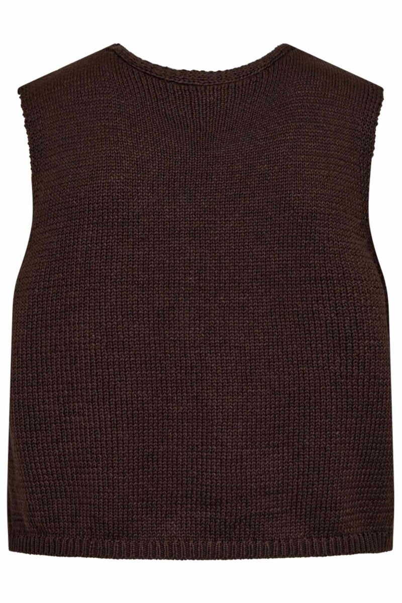 Grayscaliva Knitted Vest Women Coffee Bean | Smilebutiken - Freequent