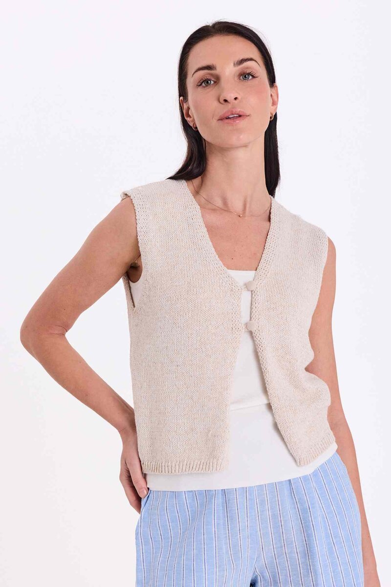 Grscaliva Knitted Vest Women Moonbeam Melange | Smilebutiken - Freequent