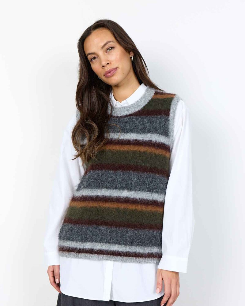 Hadil 1 Knitted Vest Women Forest Night Melange Combi | Smilebutiken - Soyaconcept