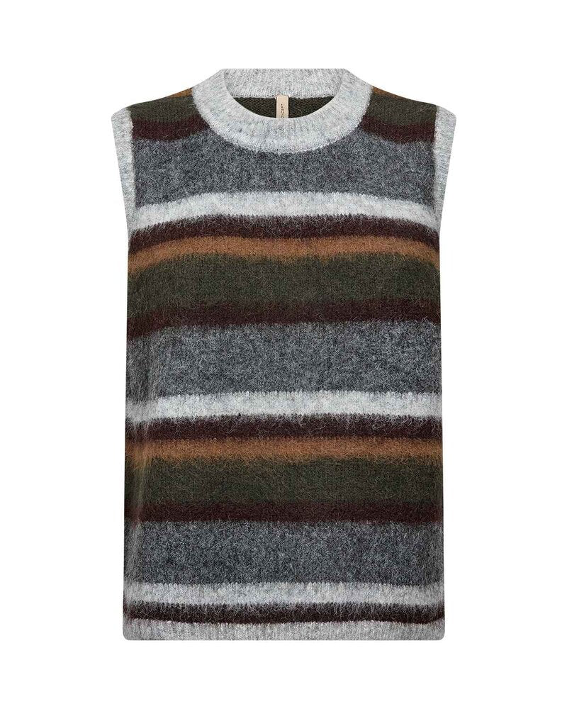 Hadil 1 Knitted Vest Women Forest Night Melange Combi | Smilebutiken - Soyaconcept
