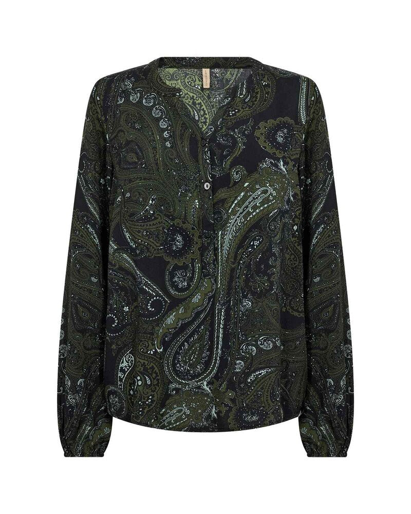 Halna 2 Paisley Patterned Blouse Women Forest Night Combi | Smilebutiken - Soyaconcept