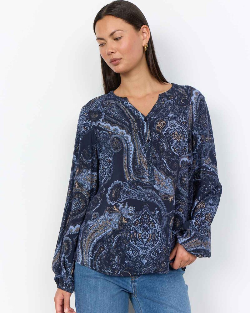 Halna 2 Paisley Patterned Blouse Women Navy Combi | Smilebutiken - Soyaconcept