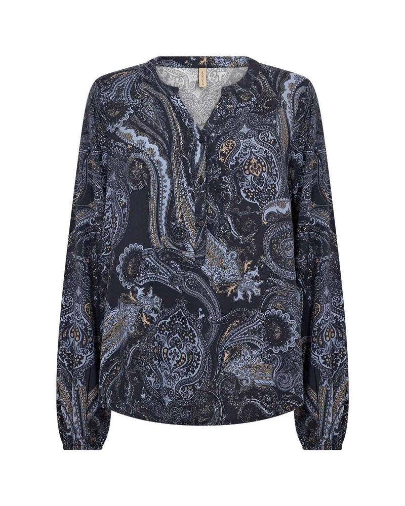 Halna 2 Paisley Patterned Blouse Women Navy Combi | Smilebutiken - Soyaconcept
