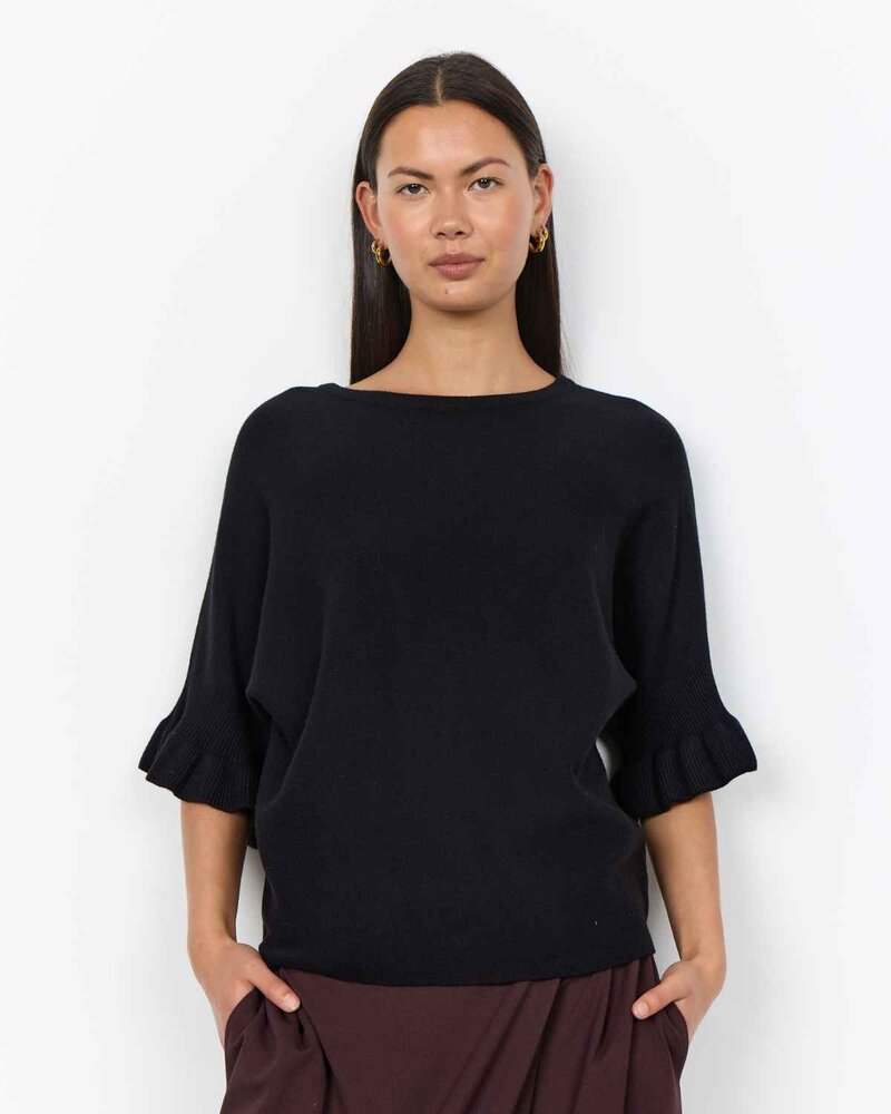 Helda 1 Pullover with Ruffle Sleeves Women Black | Smilebutiken - Soyaconcept
