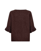 Helda 1 Pullover With Ruffle Sleeve Women Chocolate Plum Melange | Smilebutiken - Soyaconcept