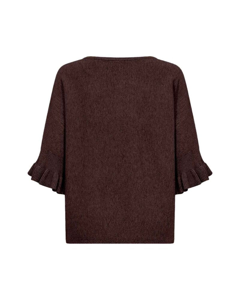 Helda 1 Pullover With Ruffle Sleeve Women Chocolate Plum Melange | Smilebutiken - Soyaconcept