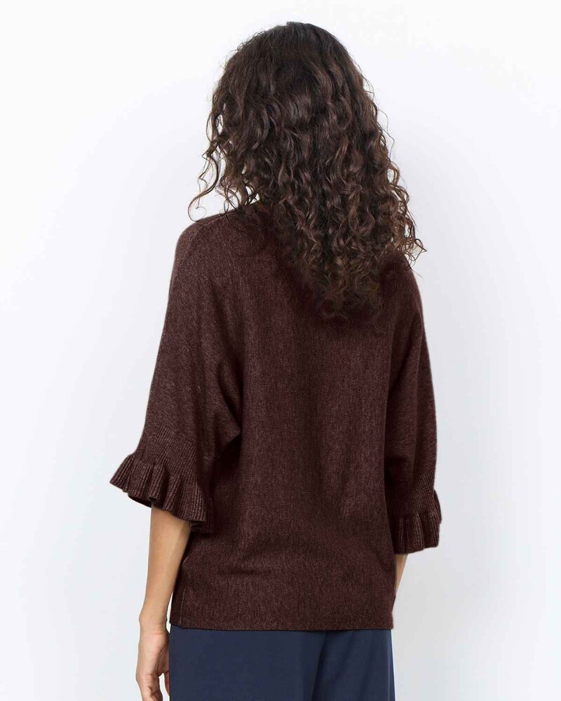 Helda 1 Pullover With Ruffle Sleeve Women Chocolate Plum Melange | Smilebutiken - Soyaconcept