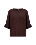 Helda 1 Pullover Med Volangärm Dam Chocolate Plum Melange | Smilebutiken - Soyaconcept