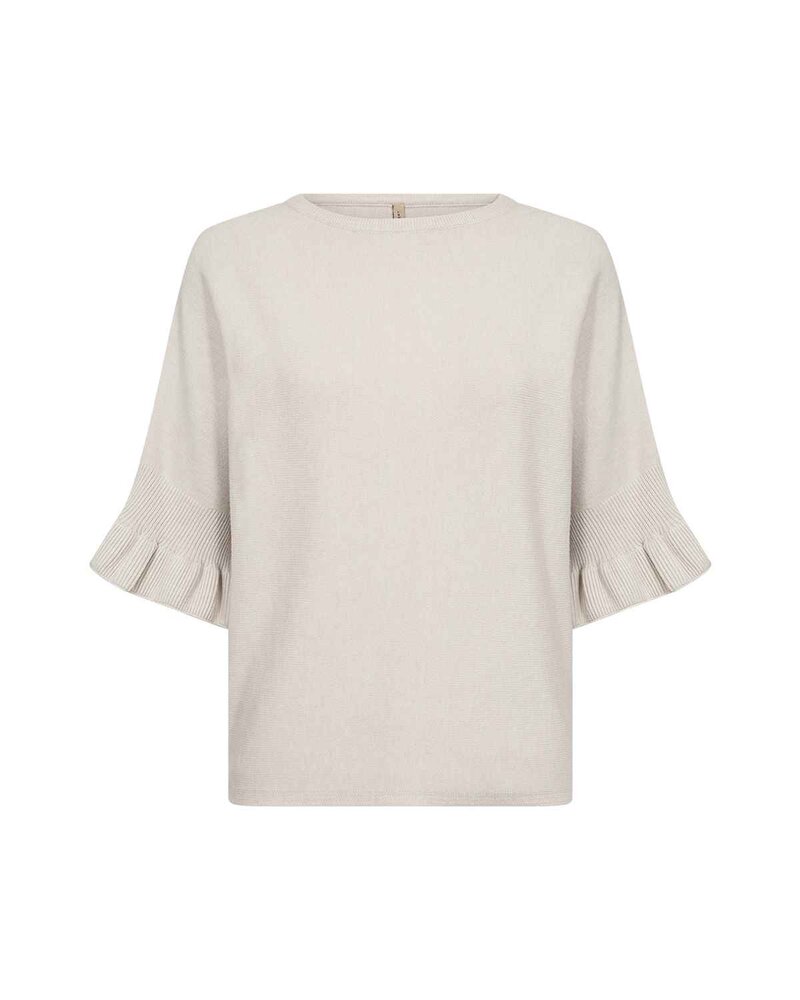 Helda 1 Pullover Med Volangärm Dam Light Sand Melange | Smilebutiken - Soyaconcept