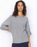 Helda 1 Pullover Med Volangärm Dam Medium Grey Melange | Smilebutiken - Soyaconcept