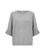 Helda 1 Pullover Med Volangärm Dam Medium Grey Melange | Smilebutiken - Soyaconcept