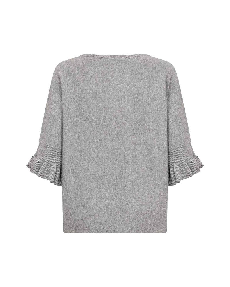 Helda 1 Pullover Med Volangärm Dam Medium Grey Melange | Smilebutiken - Soyaconcept