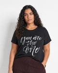 Helene T-shirt Dam Svart Black Combi | Smilebutiken - Wasabiconcept