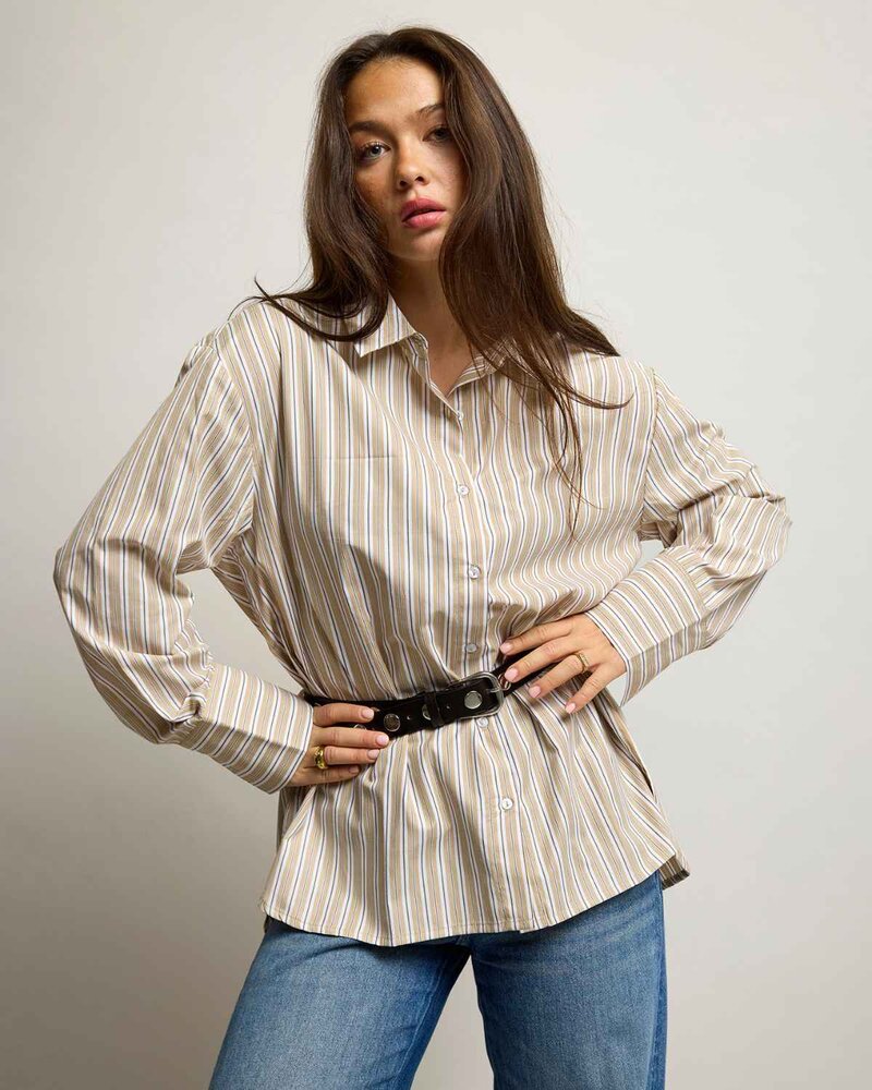 Her Striped Shirt Women Beige Savannah Tan | Smilebutiken - Copenhagen