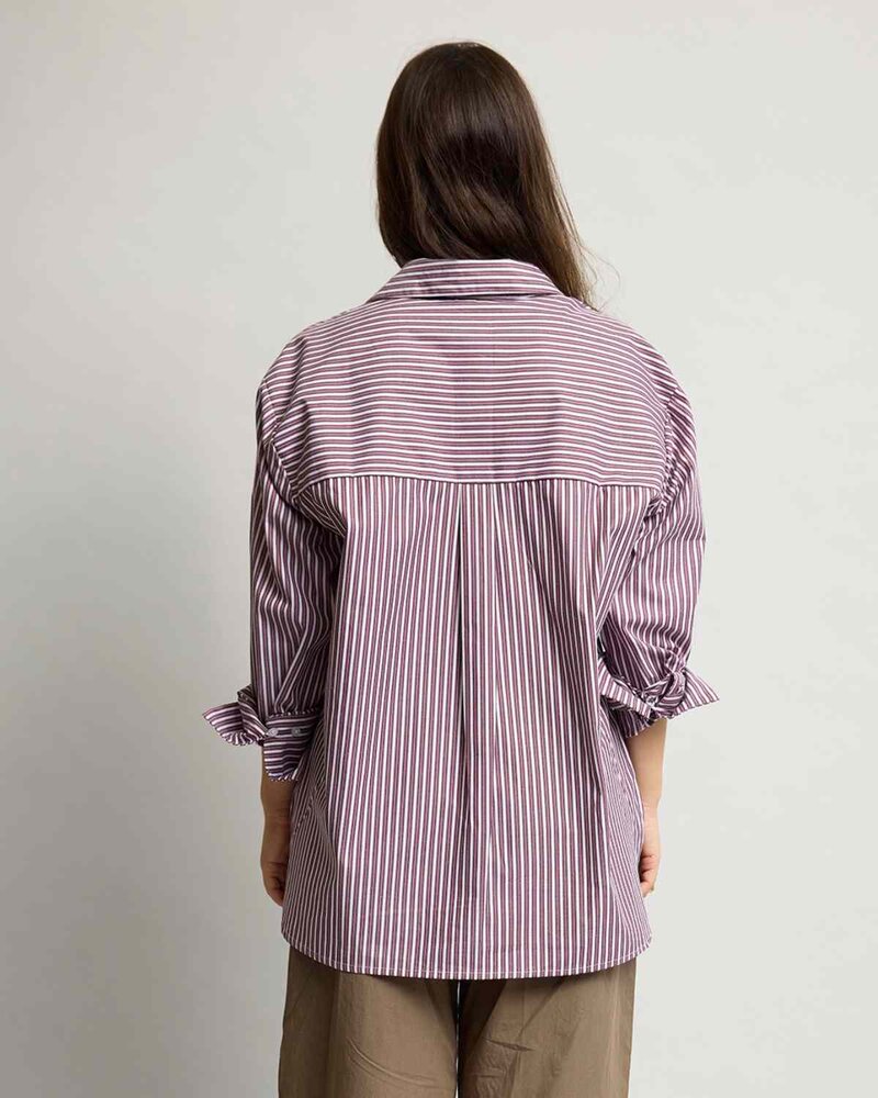 Her Striped Shirt Women Burgundy Fudge | Smilebutiken - Copenhagen
