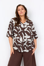 Hermina 2 Patterned Blouse Hot Fudge Combi | Smilebutiken - Wasabiconcept