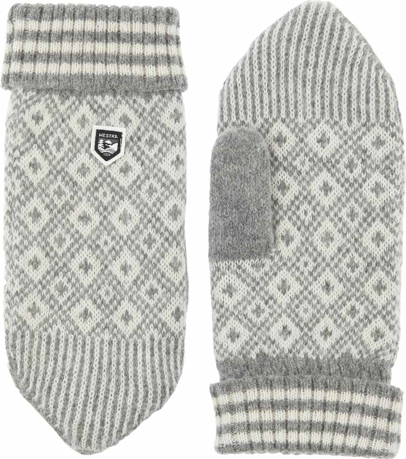Fryken Wool Mitten Grey Off-white - Hestra