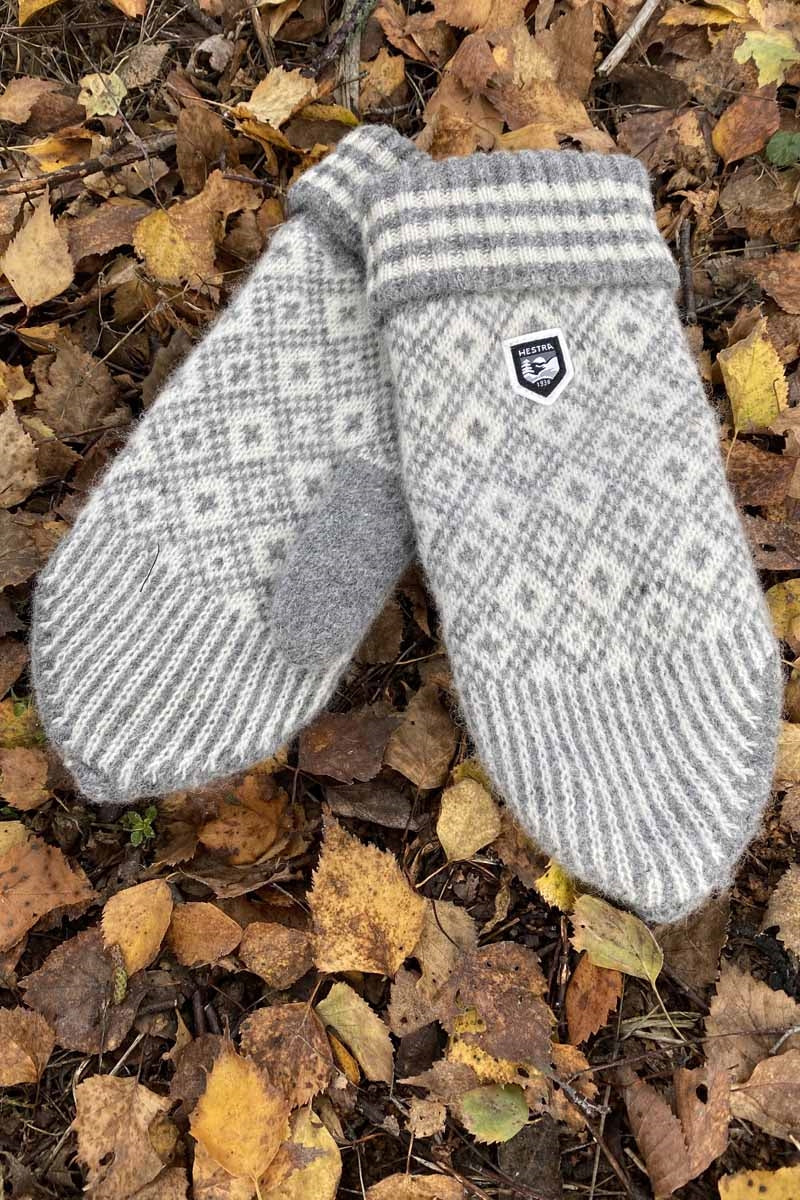 Fryken Wool Mitten Grey Off-white - Hestra