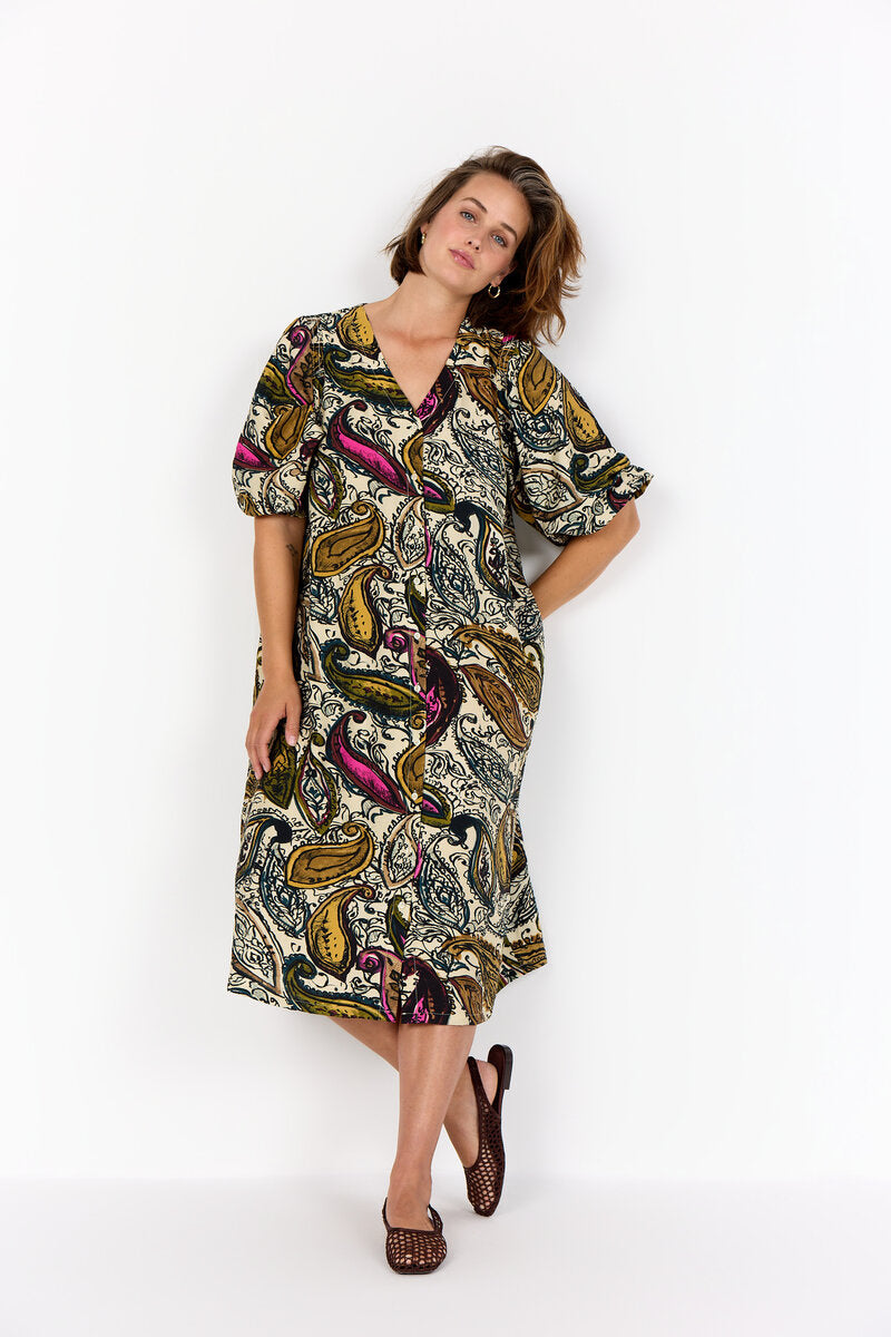 Heva 4 Paisley Dress Women Cream Combi | Smilebutiken - Wasabiconcept