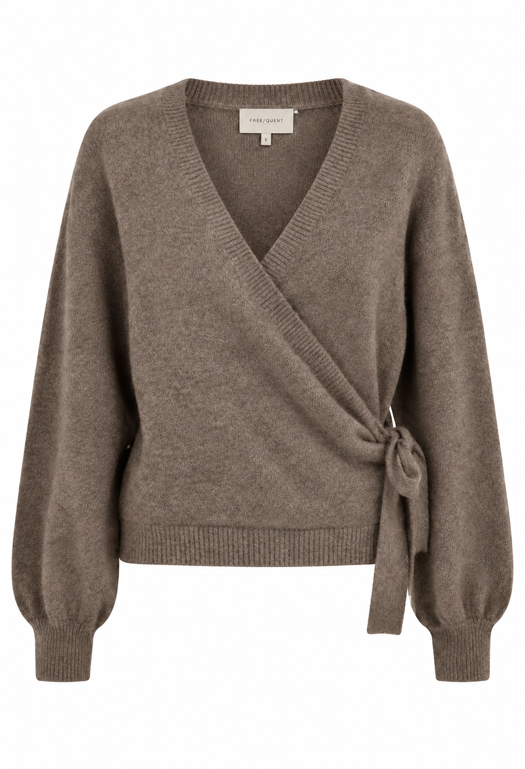 Hilma Stickad Omlottkofta Dam Gråbrun Taupe | Smilebutiken - Chica London